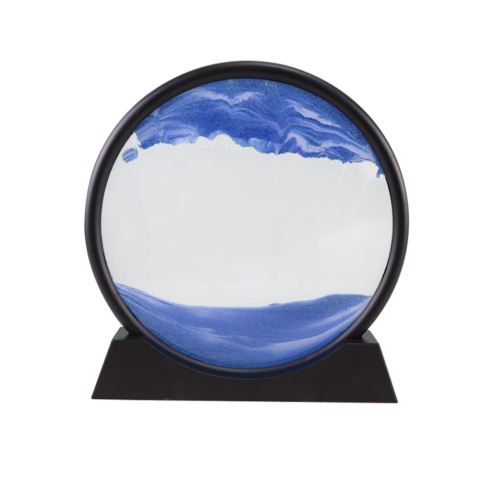 3D Dynamic Hourglass - Double Sided Blue Flowing Sand Art with Natural Landscape Scene | Home Office Desk Decor, Meditation Gift & Stress Relief