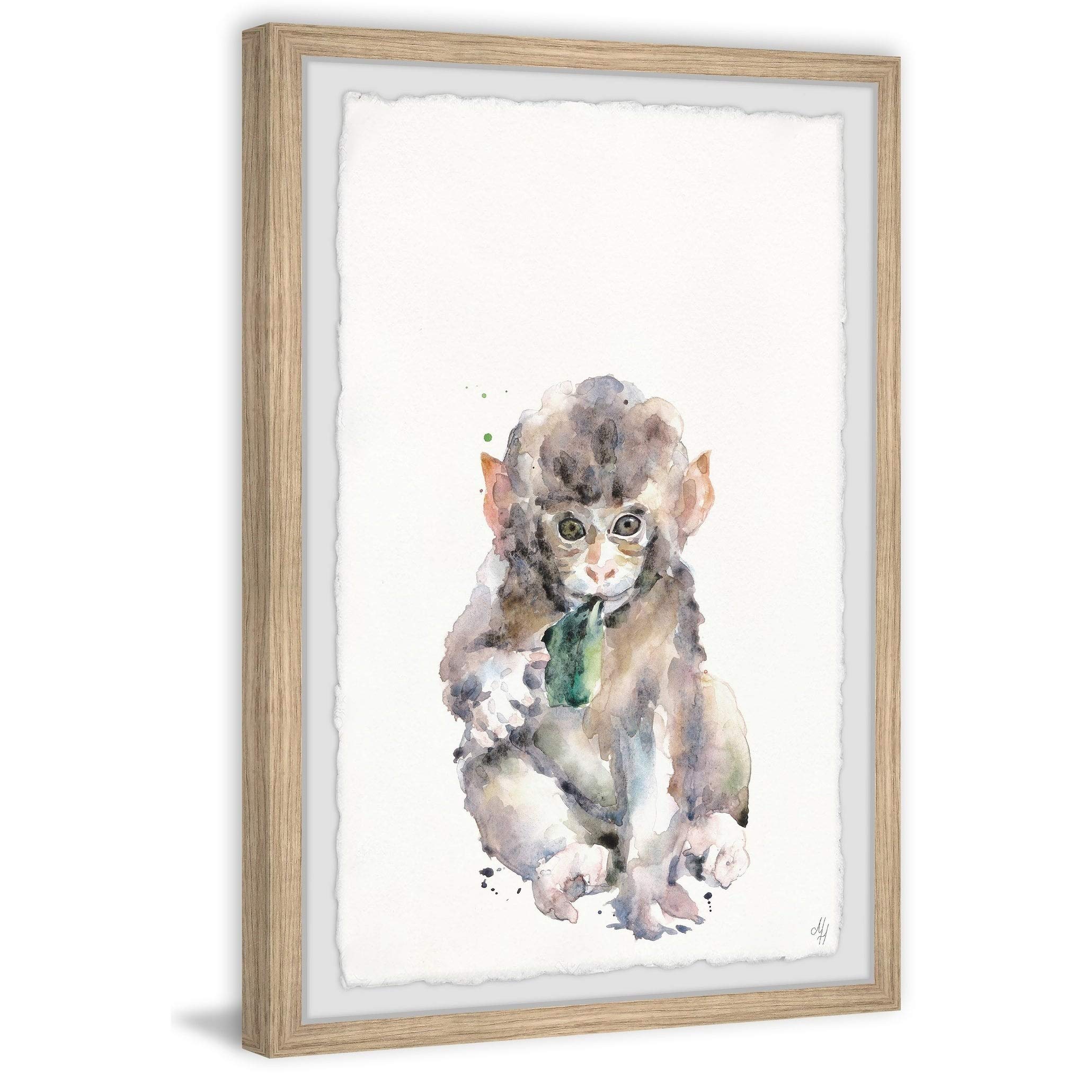 Handmade Cute Little Monkey Framed Print 16x24 - Marmont Hill Wall Art for Nursery, Kids Room & Home Decor