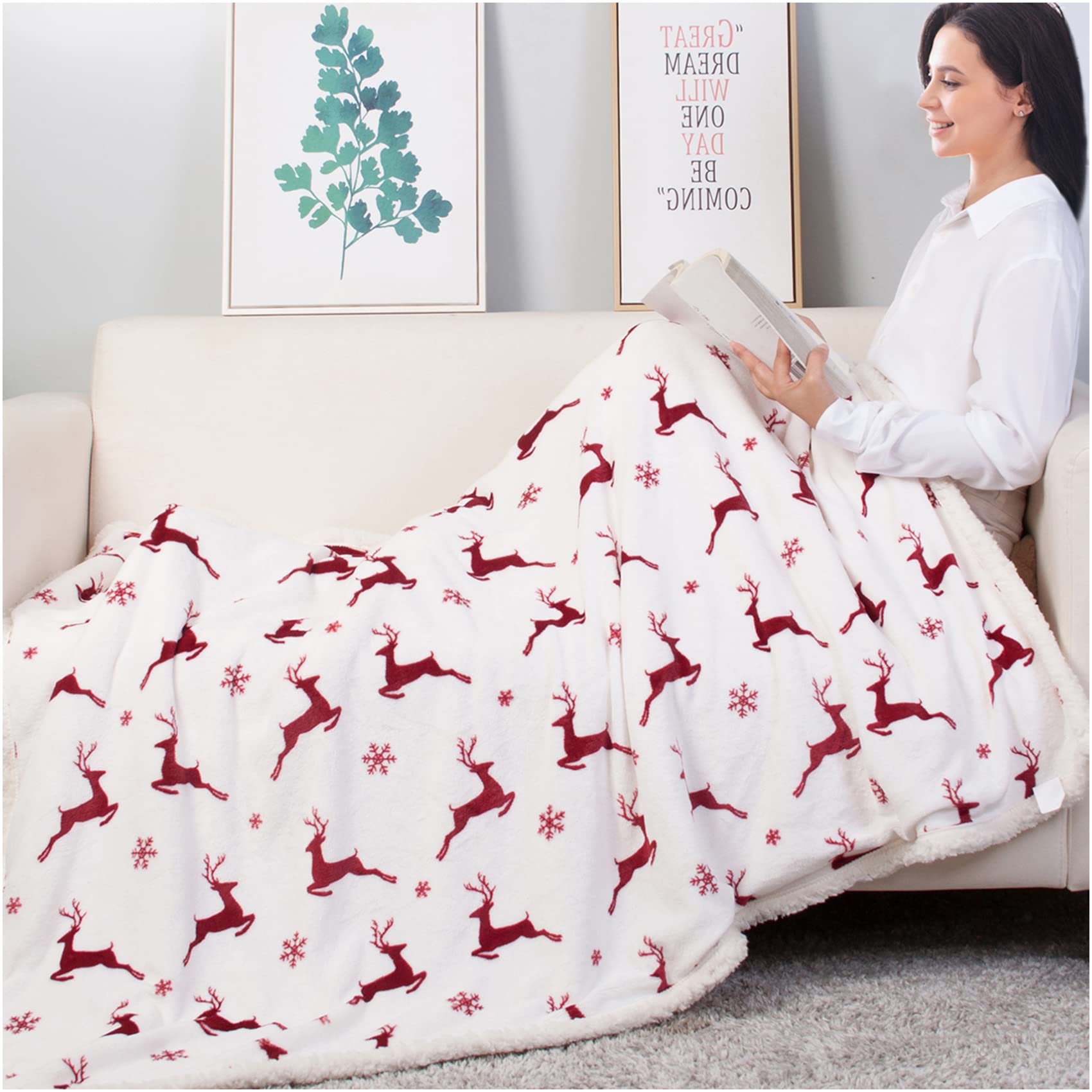 Premium Sherpa Fleece Blanket - Ultra Soft & Reversible Winter Throw (50