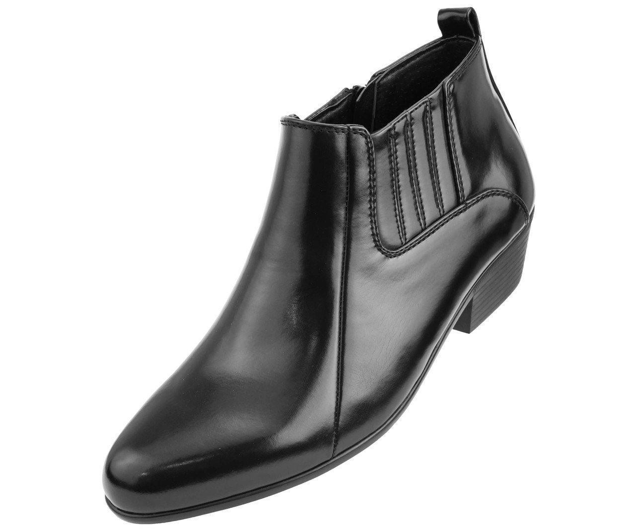 Men's Western Low Cut Dress Boots - Black Leather Cowboy Boots for Casual Wear & Night Out