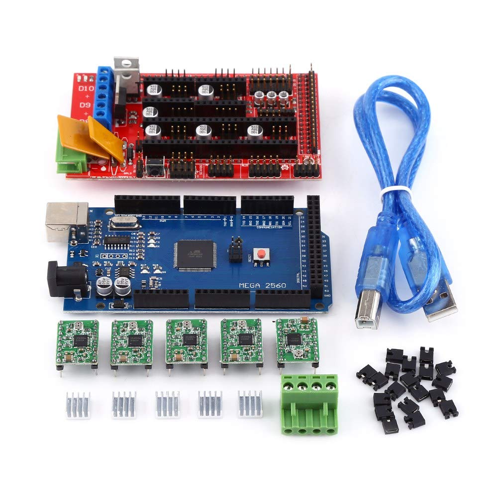 High-Quality 3D Printer Kit with RAMPS 1.4 Controller, R3 Board & A4988 Stepper Drivers | Includes Heat Sink, USB Cable & Jumper Wires | Perfect for DIY 3D Printing Projects, Prototyping & Maker Workshops