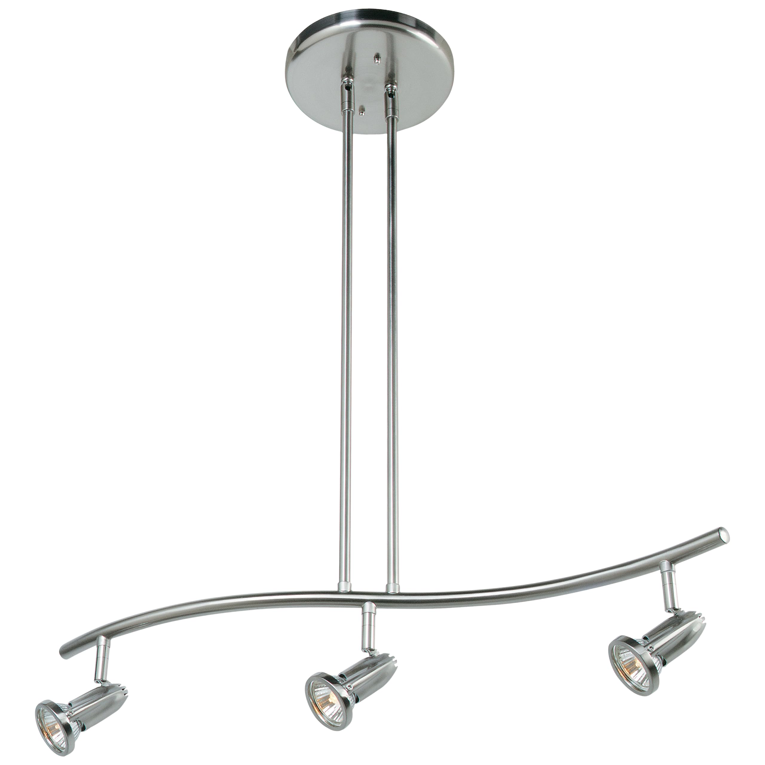 Cobra 3-Light Spotlight Pendant with Brushed Steel Finish - Modern Adjustable Ceiling Light for Kitchen Island, Dining Room, and Living Room Lighting