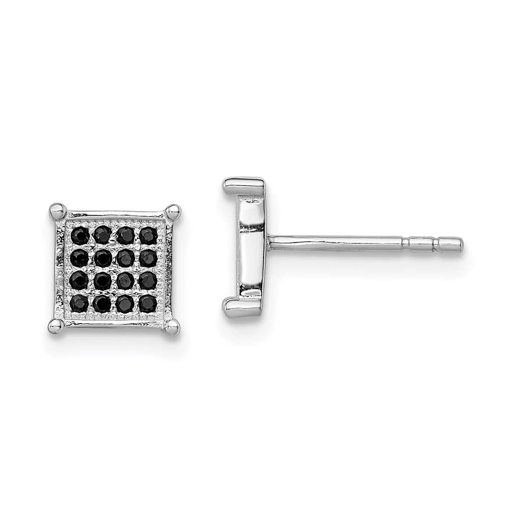 925 Sterling Silver Black Cubic Zirconia Pave Square Stud Earrings for Women - Hypoallergenic Fine Jewelry Gift for Her - Perfect for Weddings, Parties & Everyday Wear