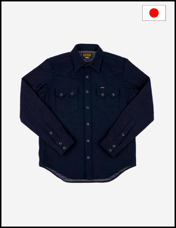 Iron Heart IHSH 368 14oz Double Cloth Western Shirt - Premium Denim Workwear for Men | Durable Indigo Shirt for Cowboy, Ranch & Outdoor Activities