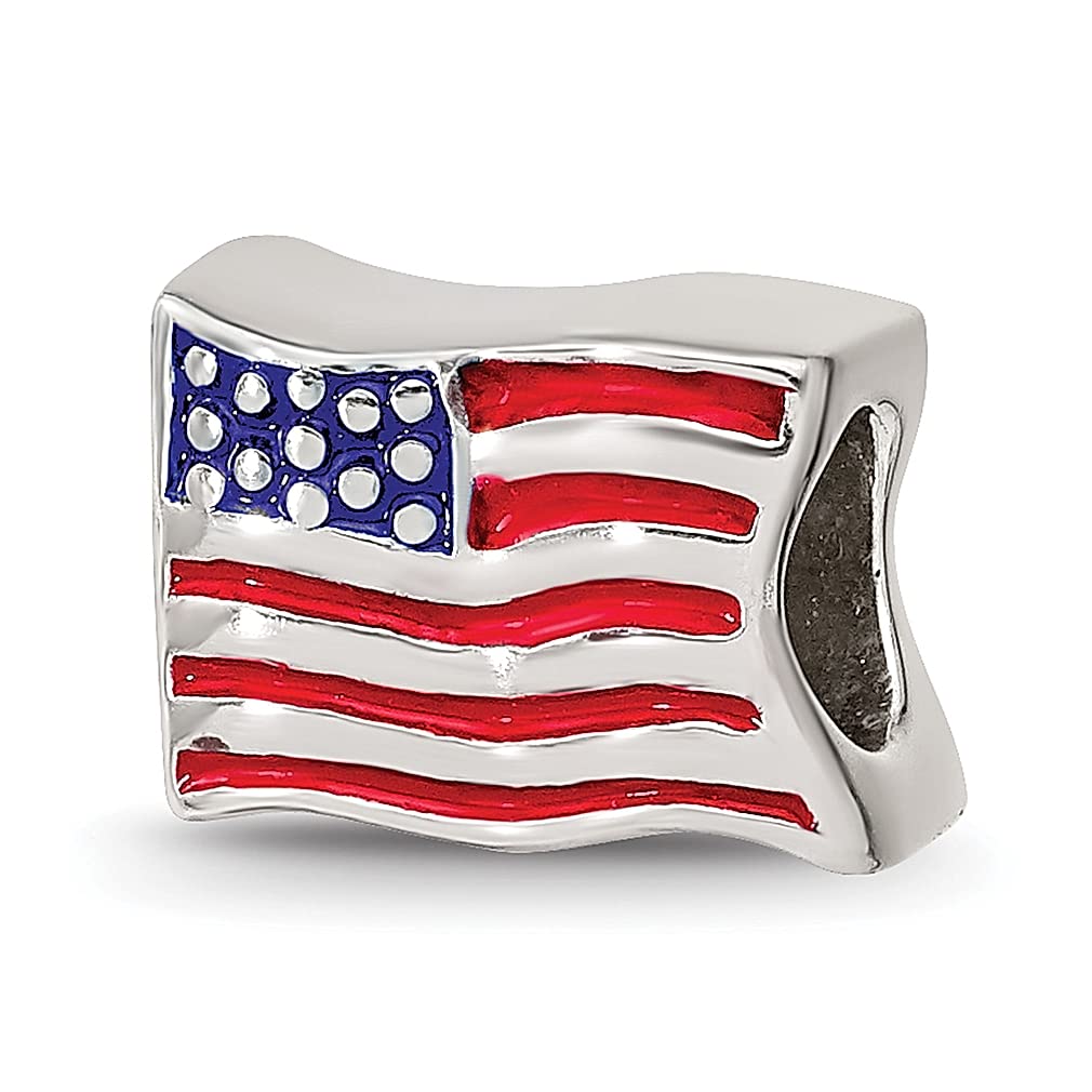 925 Sterling Silver USA Flag Enamel Charm Bead for Bracelet - Travel Jewelry Gift for Women - Perfect for Holidays, Parties & Everyday Wear