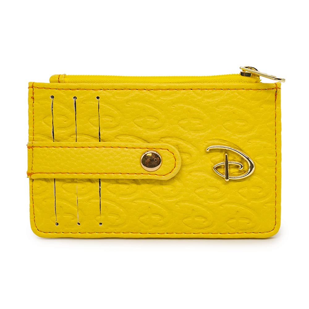 Disney Signature D Debossed PU Vegan Leather Wallet with Gold Metal D Icon - Yellow ID & Card Holder for Women & Men | Perfect for Disney Fans, Gift Giving, and Everyday Use