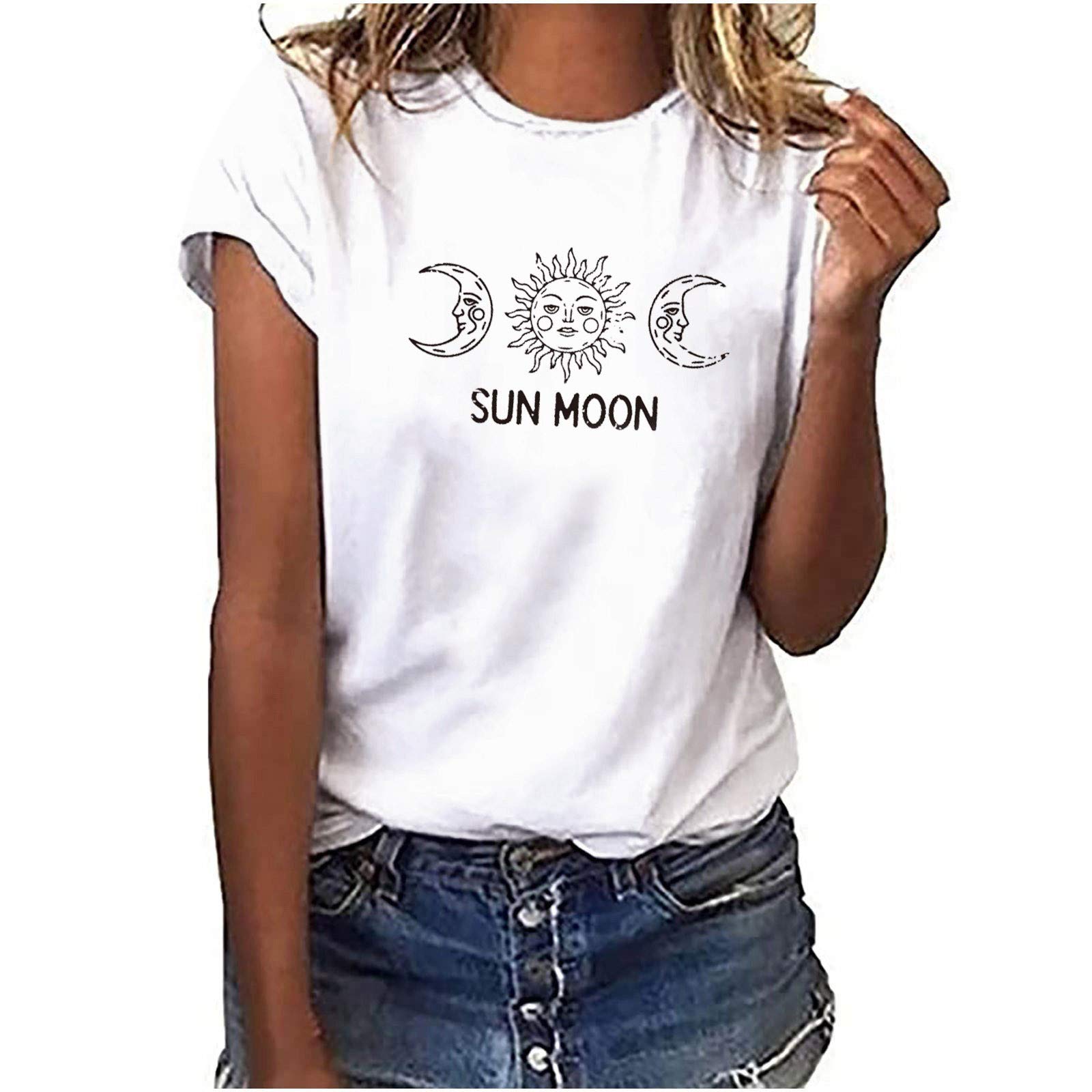 Sunflower Tie Dye Crewneck T-Shirts for Women - Casual Plus Size Summer Tops - Perfect for Beach, Music Festivals & Everyday Wear