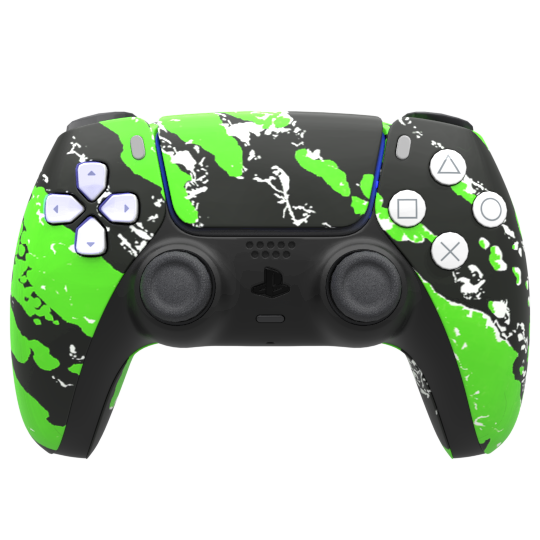 Custom Green Splatter PS5 Console Cover Shell Replacement - Durable & Stylish Gaming Accessory for Playstation 5 - Perfect for Gamers Who Want a Unique Look