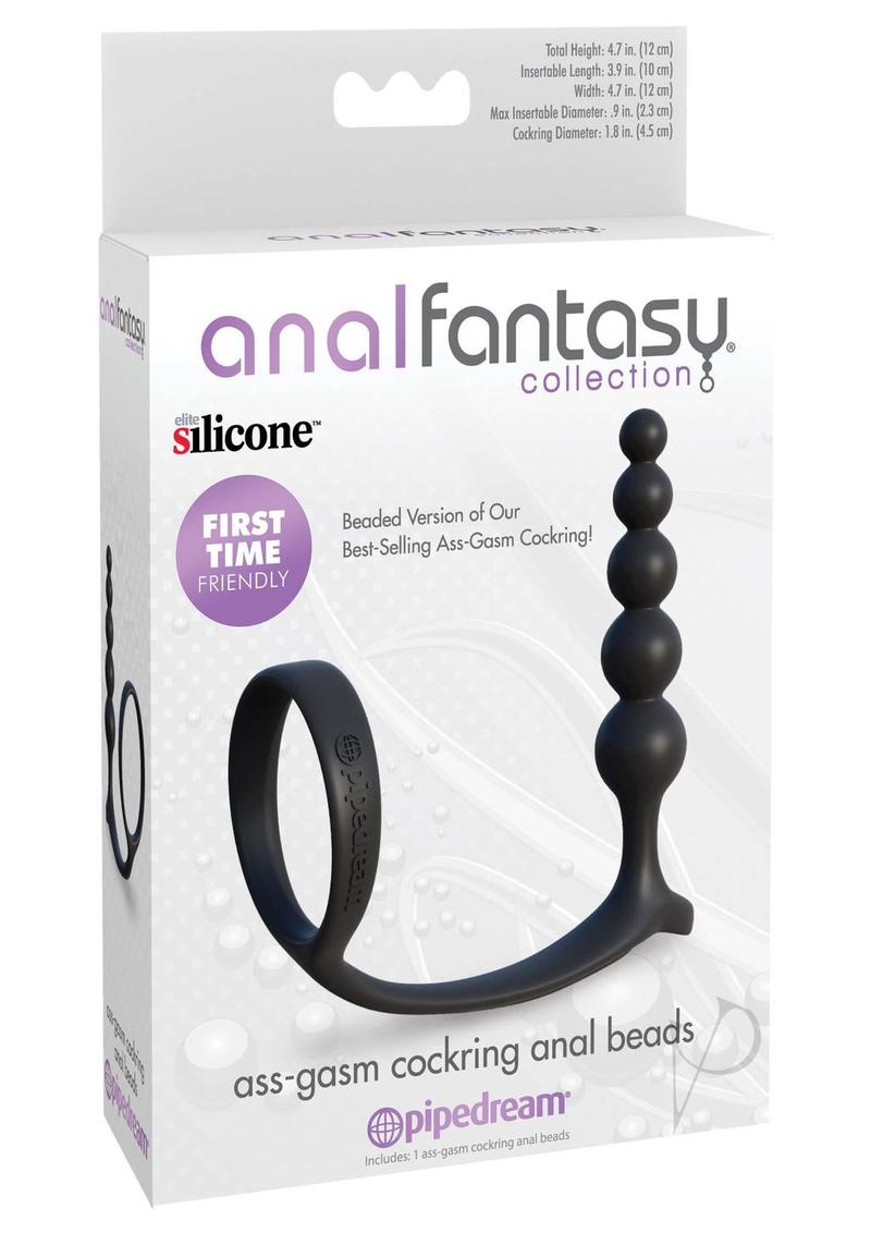 Anal Fantasy Collection - Silicone Cock Ring with Anal Beads for Couples & Solo Play - Enhance Pleasure & Stimulation - Perfect for BDSM, Roleplay & Spicing Up Your Sex Life - Black