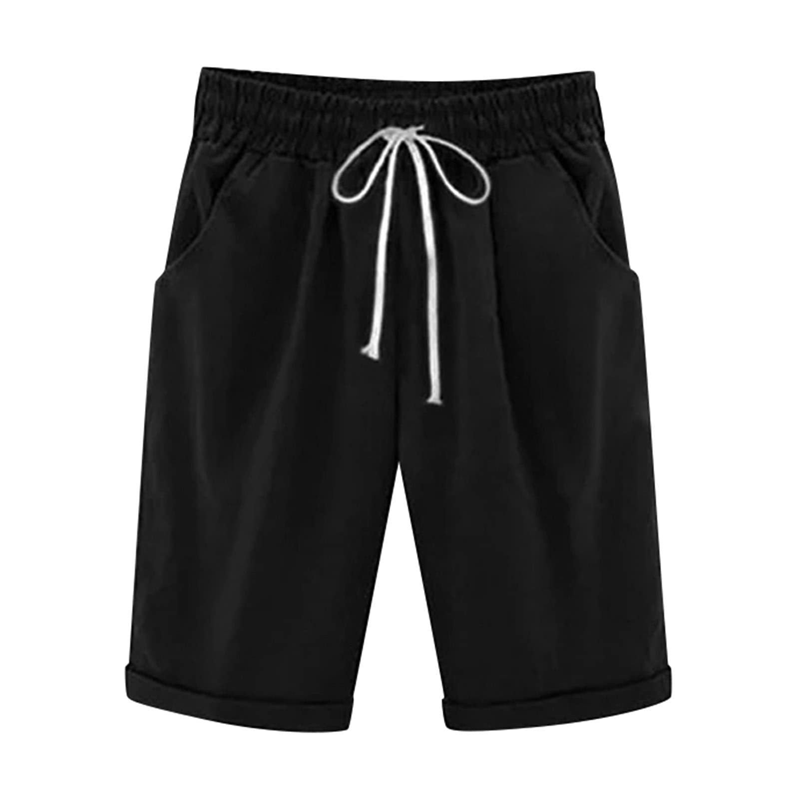 Women's Casual Cotton Wide-Leg Shorts with Pockets - Solid Color Loose Fit Button-Up Fashion Pants | Perfect for Summer Outfits, Beach Wear & Lounge Comfort