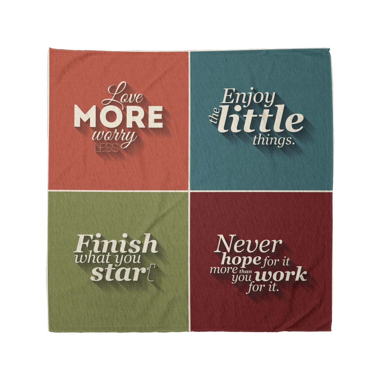 Ambesonne Unisex Bandana - 'Love More Worry Less' Printed Head & Neck Scarf for Men & Women | Perfect for Outdoor Activities, Music Festivals, and Casual Fashion