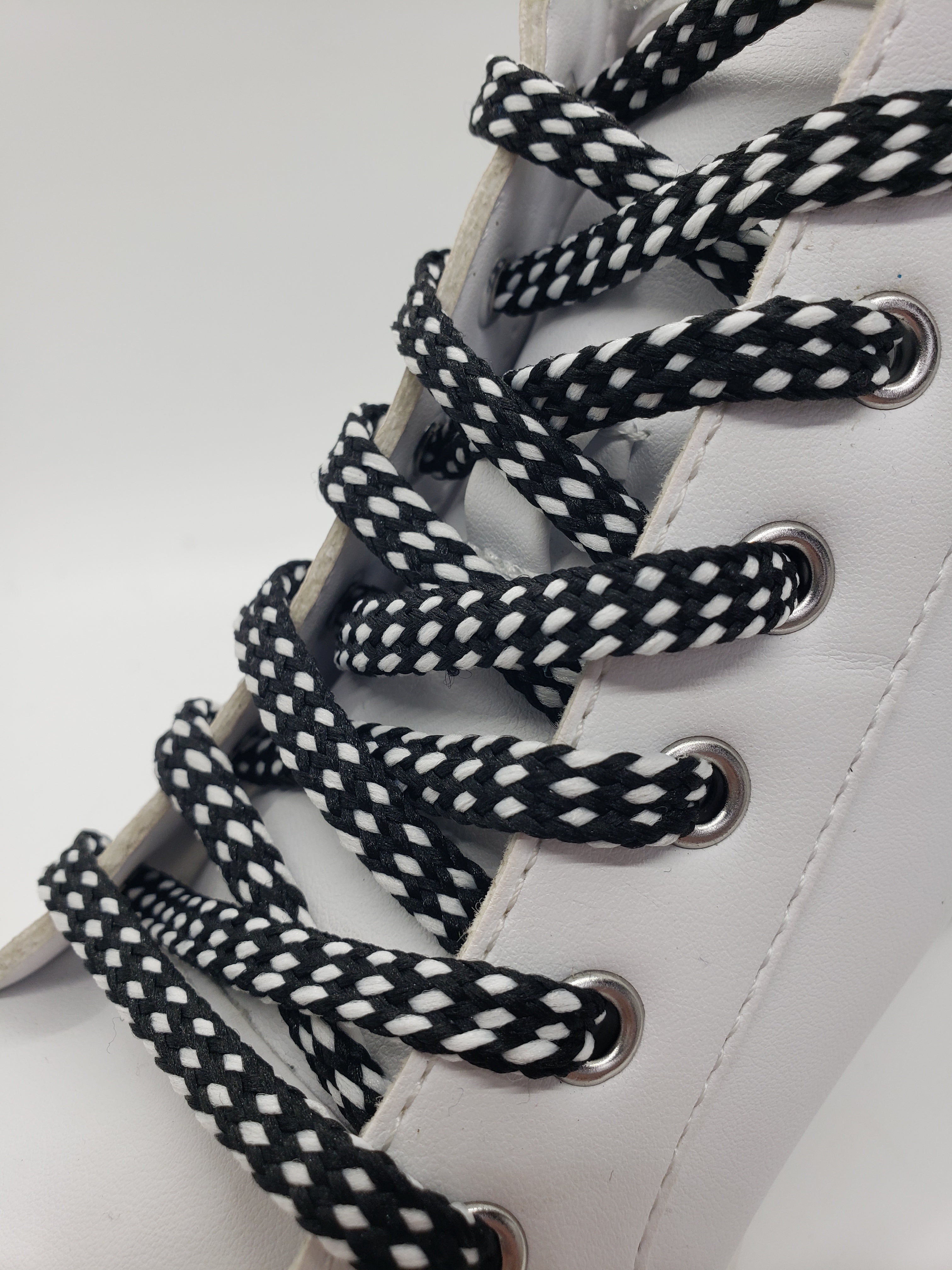 Hybrid Shoelaces - Black with White Accents | No-Tie Elastic Laces for Running, Walking & Sports | Comfortable & Durable Shoe Laces for Men & Women