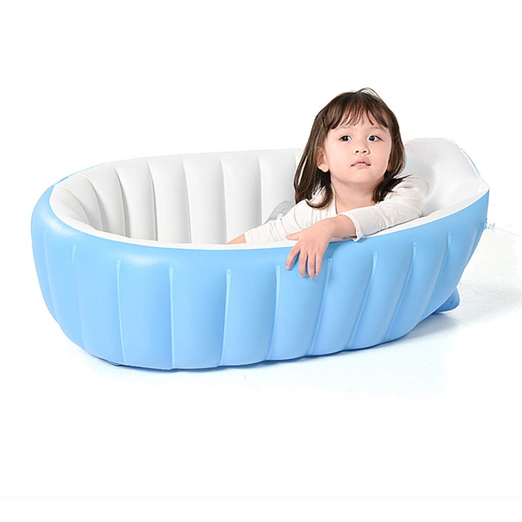 Inflatable Baby Bathtub for Newborns & Toddlers - Foldable Portable Infant Bath Tub with Non-Slip Design, 80X50X35CM (Blue) - Perfect for Home, Travel & Outdoor Use