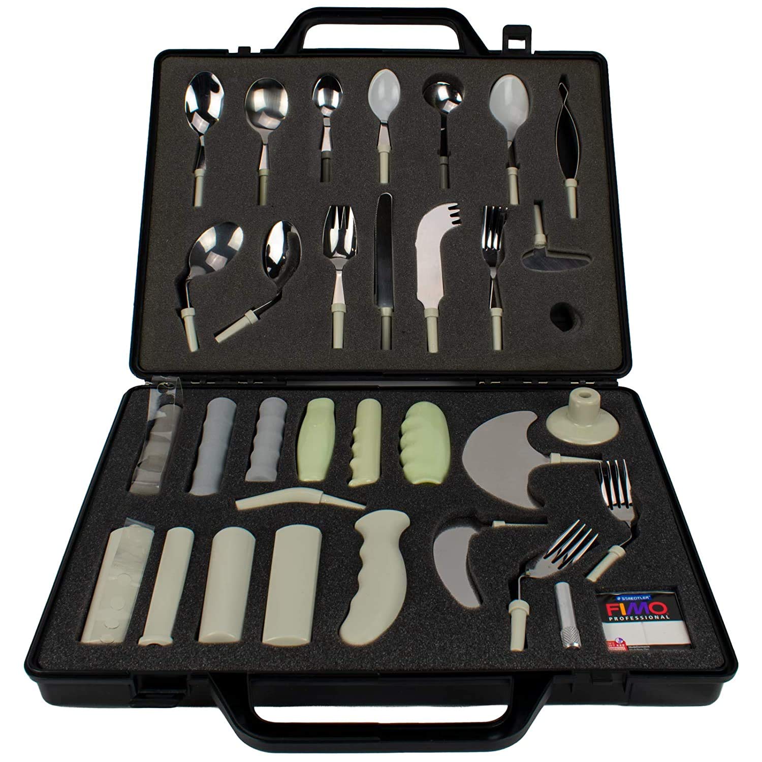 Homecraft 59667 Adaptive Utensils Set with Built-Up Handles & Non-Slip Grips - Interchangeable Silverware & Handles for Eating & Feeding Assessment - Ideal for Occupational Therapy, Elderly Care & Disability Assistance