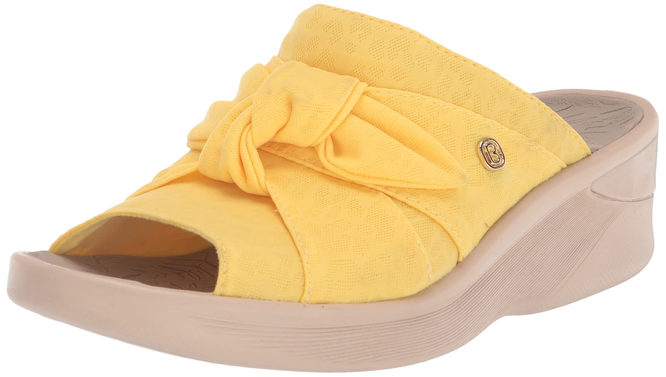 BZees Women's Smile Slide Sandal - Yellow Cheetah Print | Comfortable Wide Width 8.5 US | Perfect for Beach, Pool & Summer Outfits