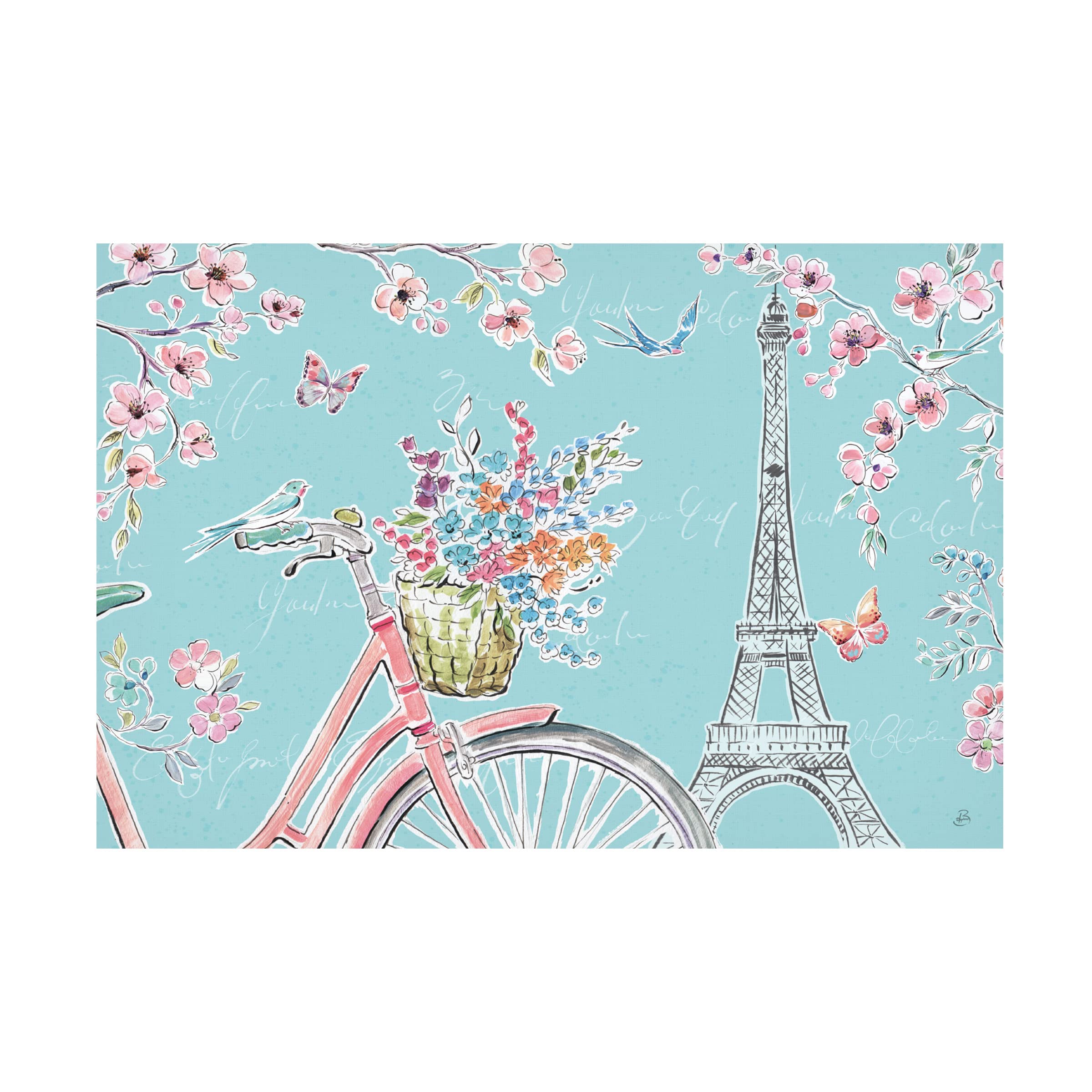 Trademark Fine Art 'Sparrow Spring I' Canvas Wall Art by Daphne Brissonnet - Hand-Painted Floral Bird Painting for Living Room, Bedroom & Office Decor