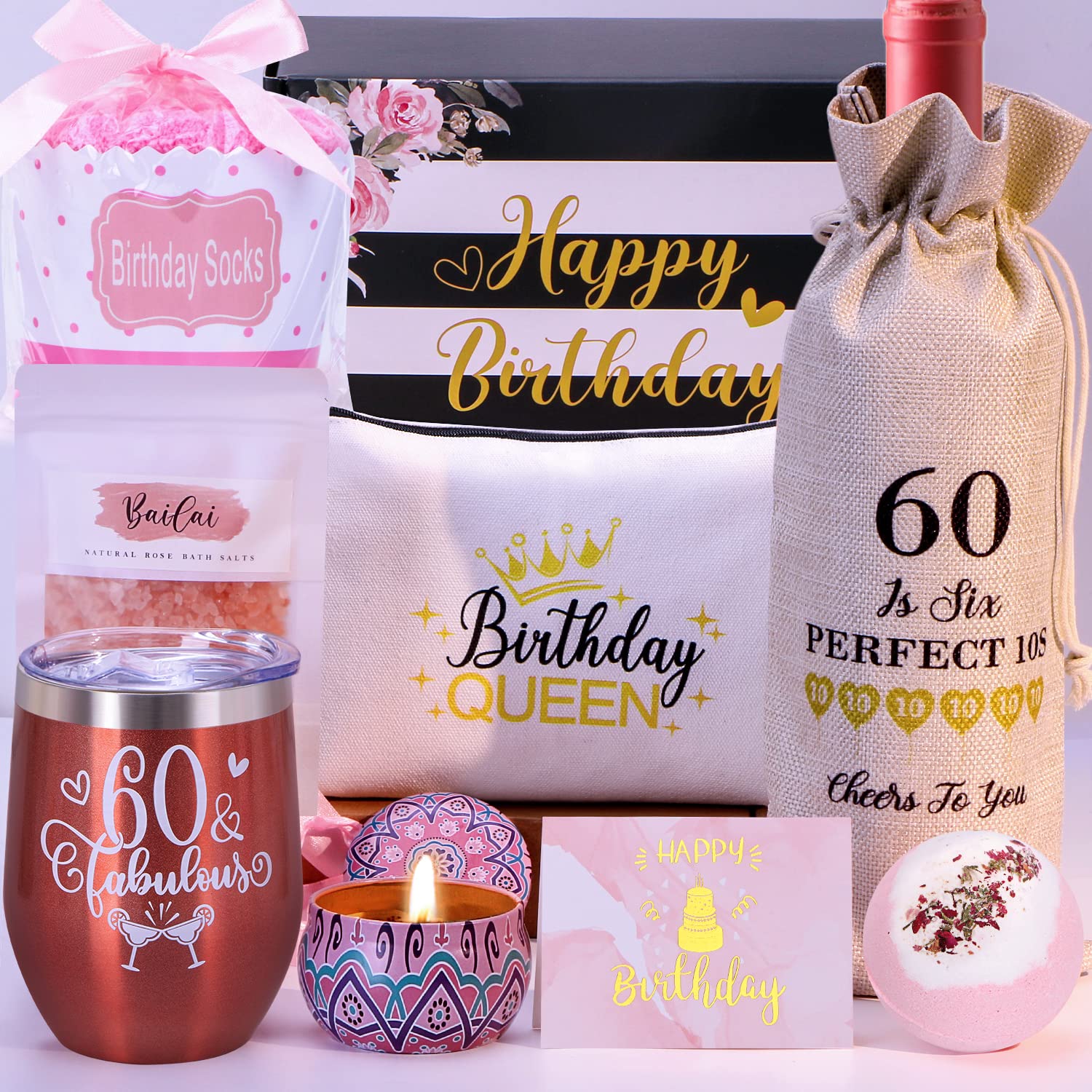 60th Birthday Gifts for Women - Funny & Unique 60 Year Old Birthday Present Ideas for Mom, Sister, Wife, Aunt or Best Friend - 60 and Fabulous Birthday Tumbler Cup - Perfect for Celebrations, Office Use & Daily Hydration