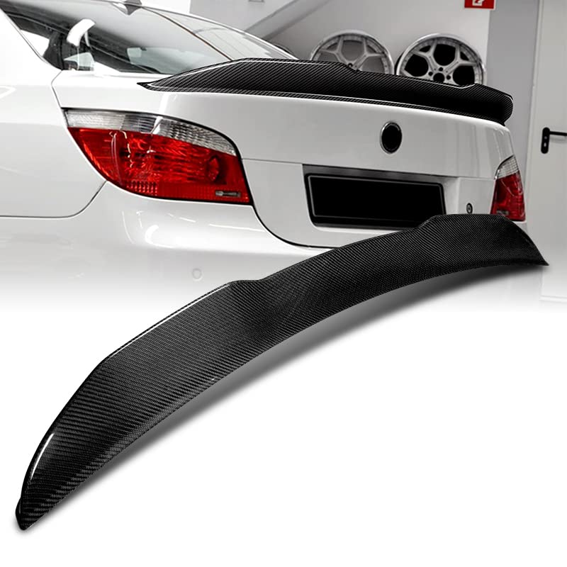 HYPERSPEED Real Carbon Fiber Trunk Spoiler Wing Lip Kit - PSM Style Rear Lip for BMW 5-Series E60 Sedan (2004-2010) | High-Performance Exterior Upgrade for Sporty Look & Improved Aerodynamics
