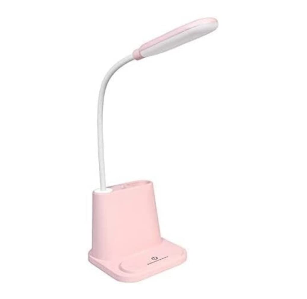 Rechargeable LED Desk Lamp with Touch Dimming - Adjustable Reading Light for Home Office, Study, Bedroom & Living Room | USB Powered, Pink Color | Perfect for Night Reading, Working & Relaxing