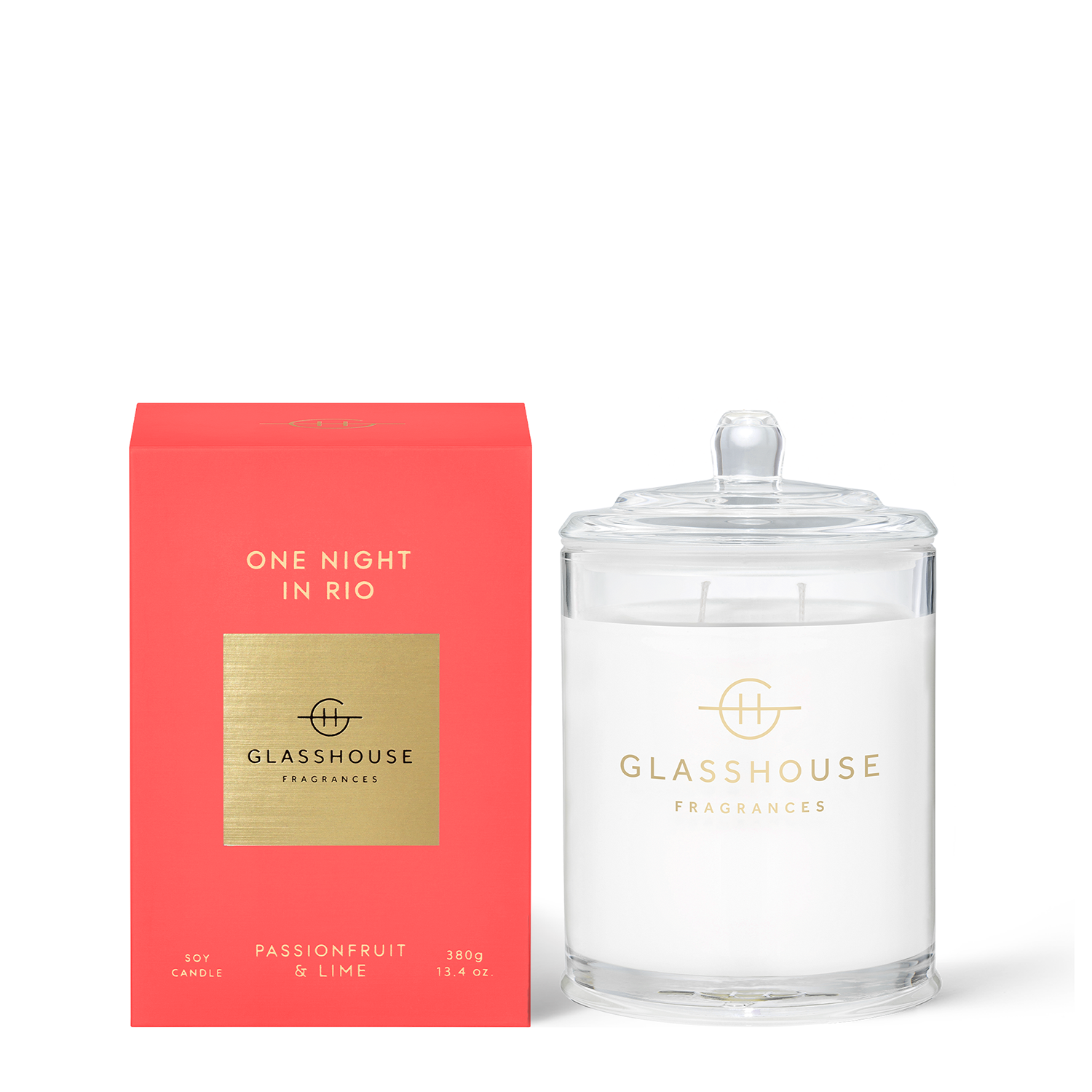 Glasshouse Fragrances One Night in Rio Scented Candle - Long-Lasting Aromatherapy Candle for Home, Spa & Romantic Evenings