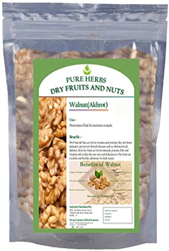 Organic Pure Herbs Dry Walnuts - Healthy Snack for Weight Loss & Brain Boost - 50g (1.76oz) - Perfect for Office Snacks, Baking & Trail Mixes