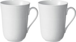 Royal Copenhagen 1017380 White Fluted Plain Coffee Mugs, Set of 2 - Perfect for Home, Office & Gift Giving