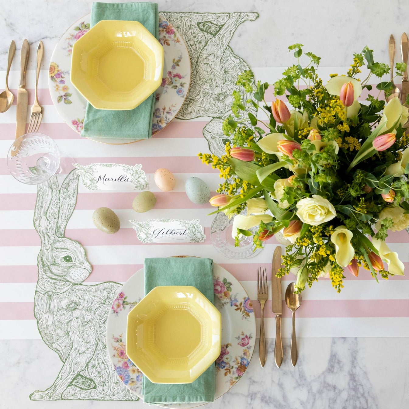 Premium Die-Cut Greenhouse Hare Placemat - Eco-Friendly Table Decor for Spring & Easter Dining, Perfect for Home, Party, and Holiday Celebrations