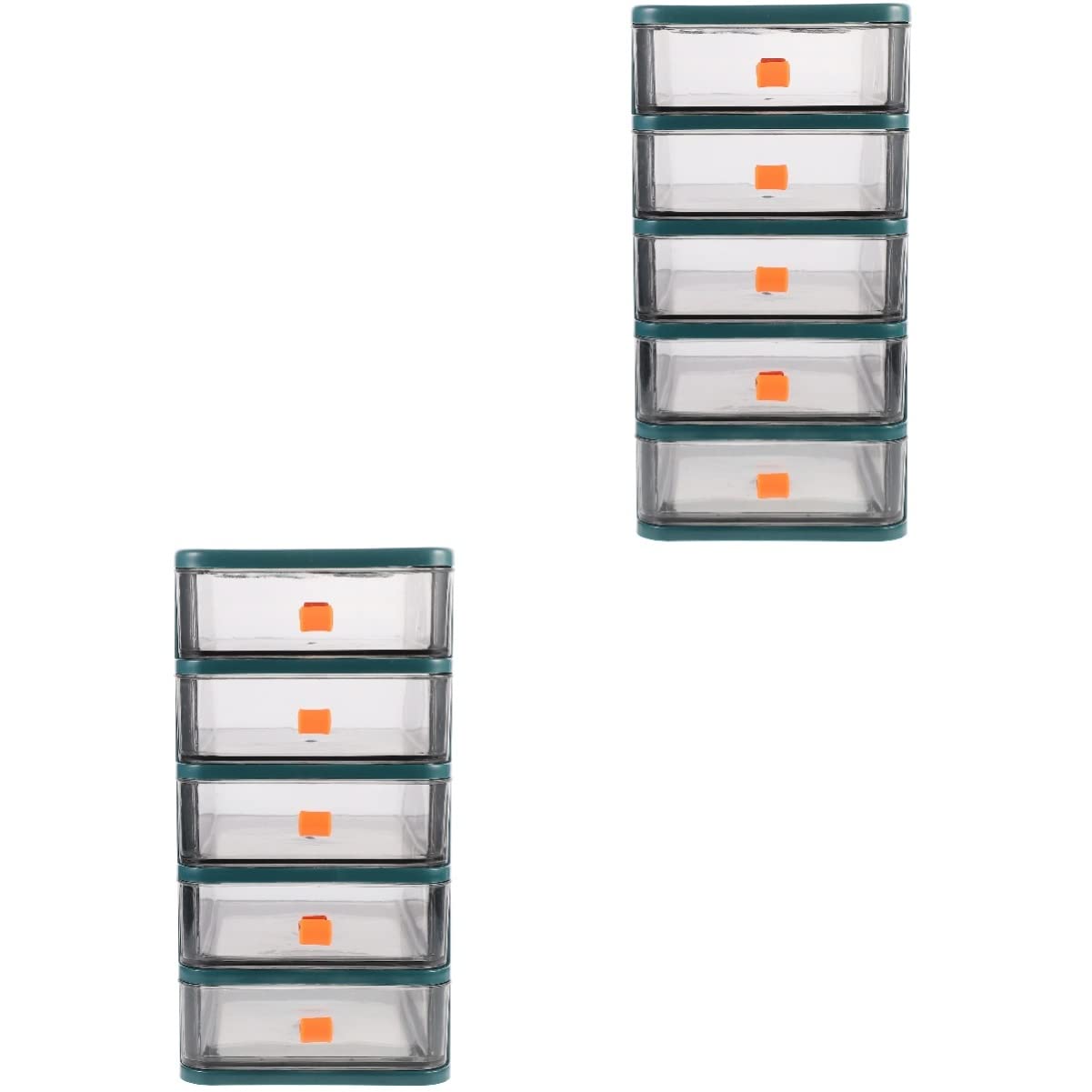 2-Pack Plastic Storage Box Organizer for Jewelry, Cosmetics & Office Supplies - Stackable Drawer Organizer for Desk, Makeup & Toy Storage - Perfect for Home, Office & Travel Organization
