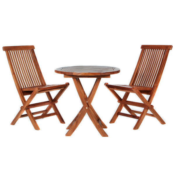Premium 3-Piece Teak Outdoor Bistro Set - Patio, Garden, or Balcony Dining Furniture for Small Spaces - Weather-Resistant & Durable