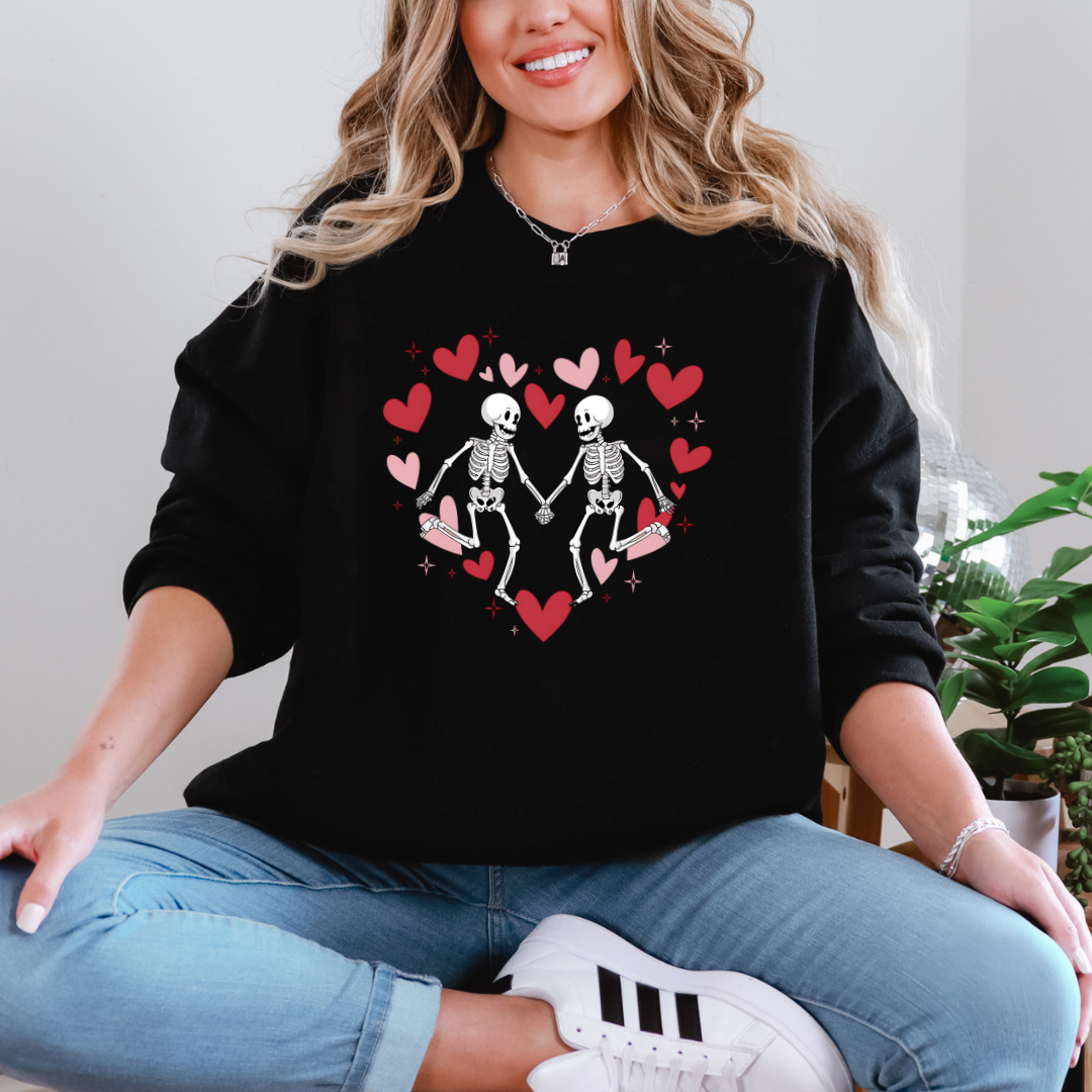 Skeleton Heart Graphic Sweatshirt - Gothic Halloween Pullover for Men & Women | Perfect for Halloween Costumes, Streetwear & Casual Outfits