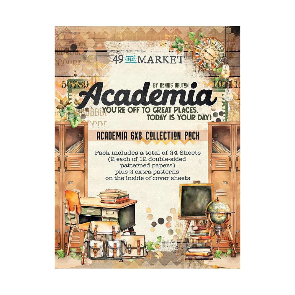 49 And Market Academia Collection 6x8 Paper Pack - Scrapbooking, Journaling & Card Making Supplies for DIY Crafts