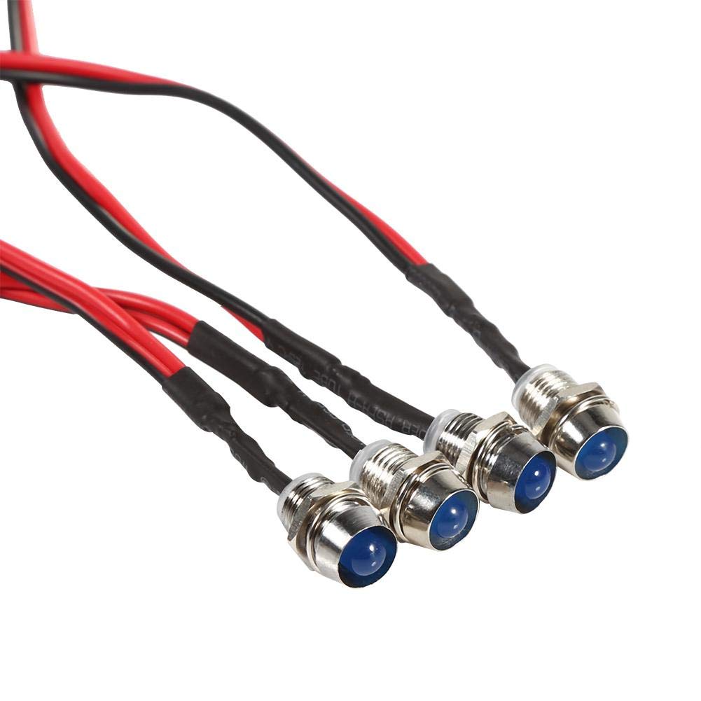 4Pcs 12V 8mm LED Panel Dash Warning Light Bulbs - Blue Indicator Lamps for Cars, Vans & Boats - Perfect for Dashboard, Warning & Signal Lights