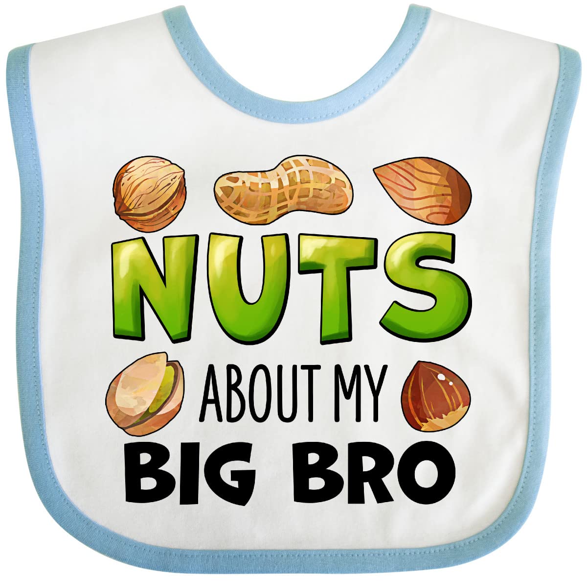 Inktastic Nuts About My Big Bro Peanut Almond Pistachio Baby Bib - Cute Sibling Gift for Toddlers & Infants - Perfect for Feeding Time & Family Photos