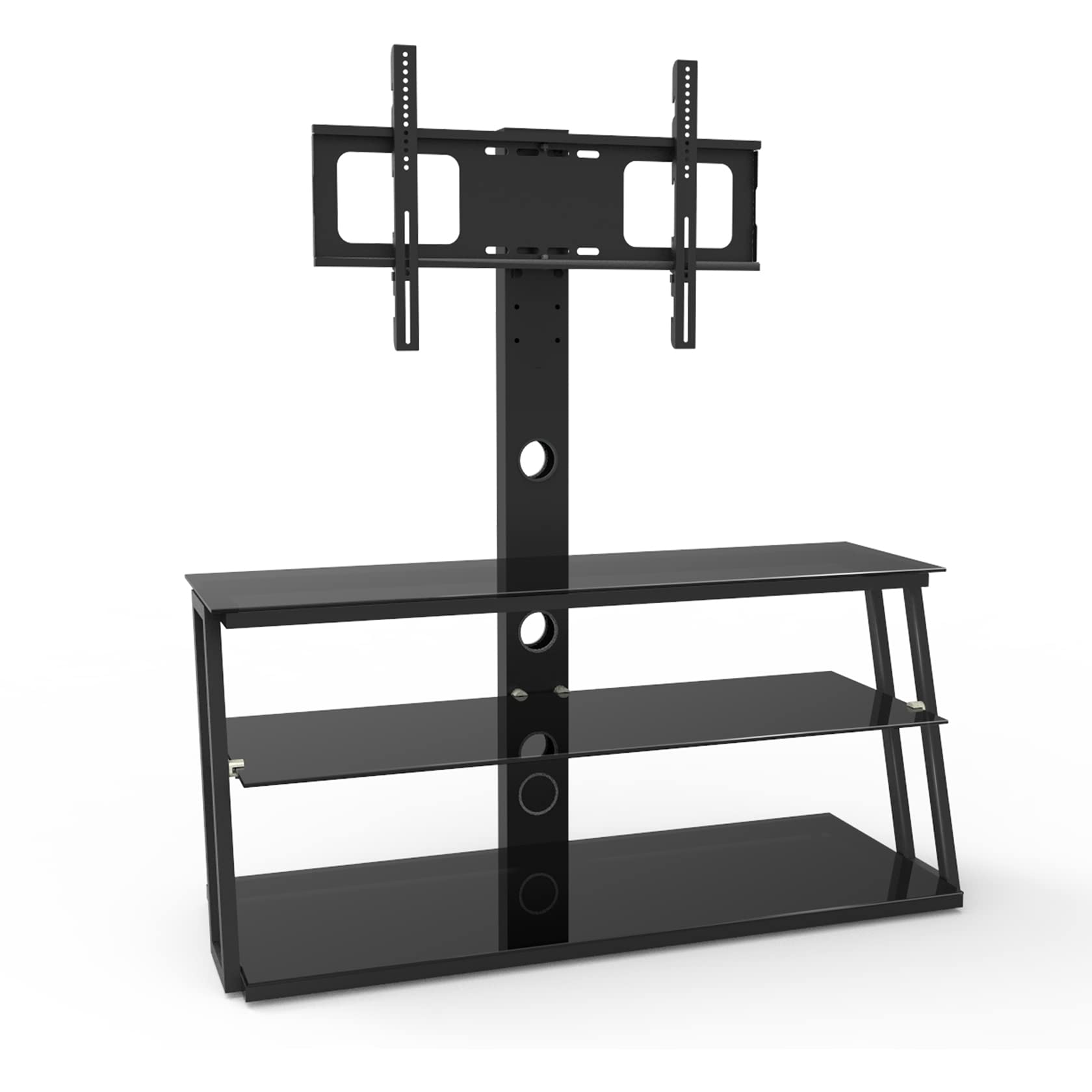 NYCSUOANI Universal Swivel TV Stand for 32-65 Inch TVs - Adjustable Height & Angle, Tempered Glass Design, Black - Perfect for Living Room, Bedroom & Home Theater Setup