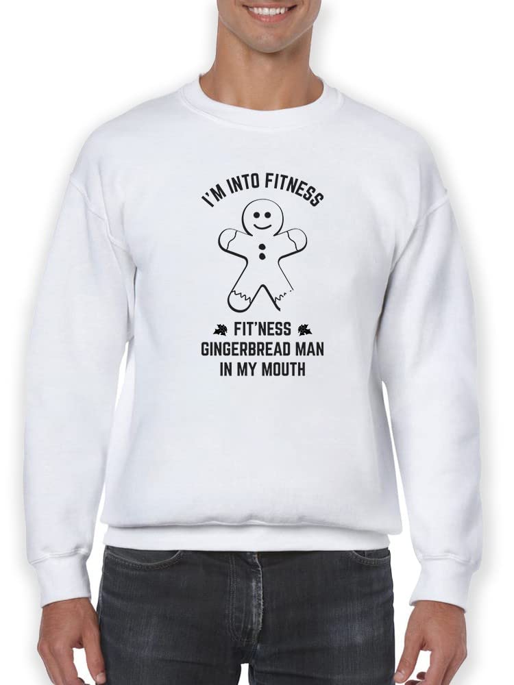 Fitness Gingerbread Man Graphic Men's Sweatshirt - Gym Workout & Christmas Holiday Casual Wear