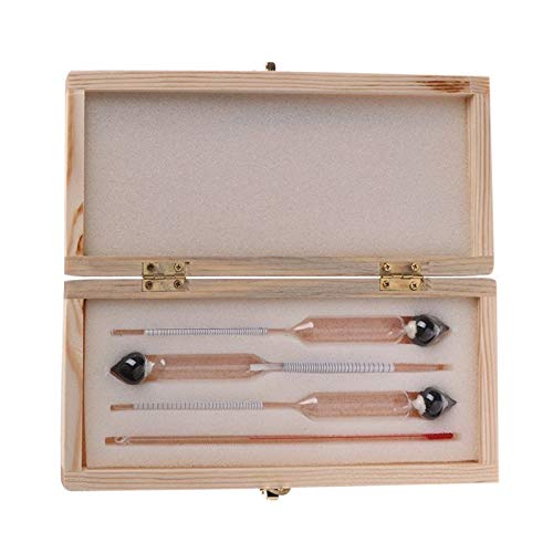 3-Piece Alcohol Hydrometer Set (0-100%) with Thermometer - Precise Alcohol Concentration Tester for Home Brewing, Distilling, and Winemaking