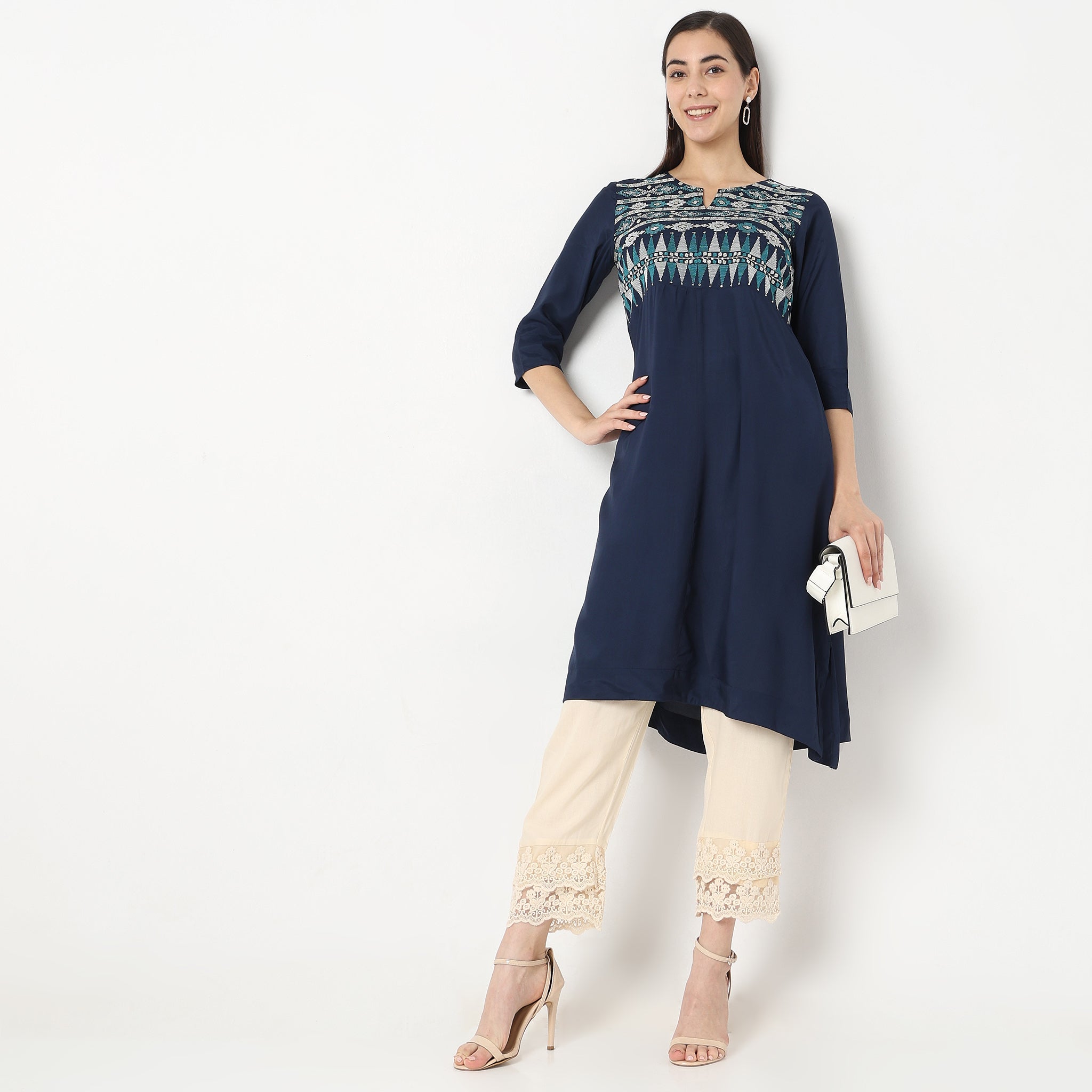 Flare Fit Embroidered Kurta for Women | Stylish Indian Ethnic Tunic Top | Perfect for Festivals, Weddings & Casual Wear