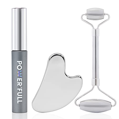 Wonderskin Power'Full Volumizing Mascara for Long Lashes | Liquid Gym Gua Sha Facial Tool for Skin Tightening | Face Roller for Lymphatic Drainage - Perfect for Daily Skincare Routine & Spa-Like Facial Massage at Home