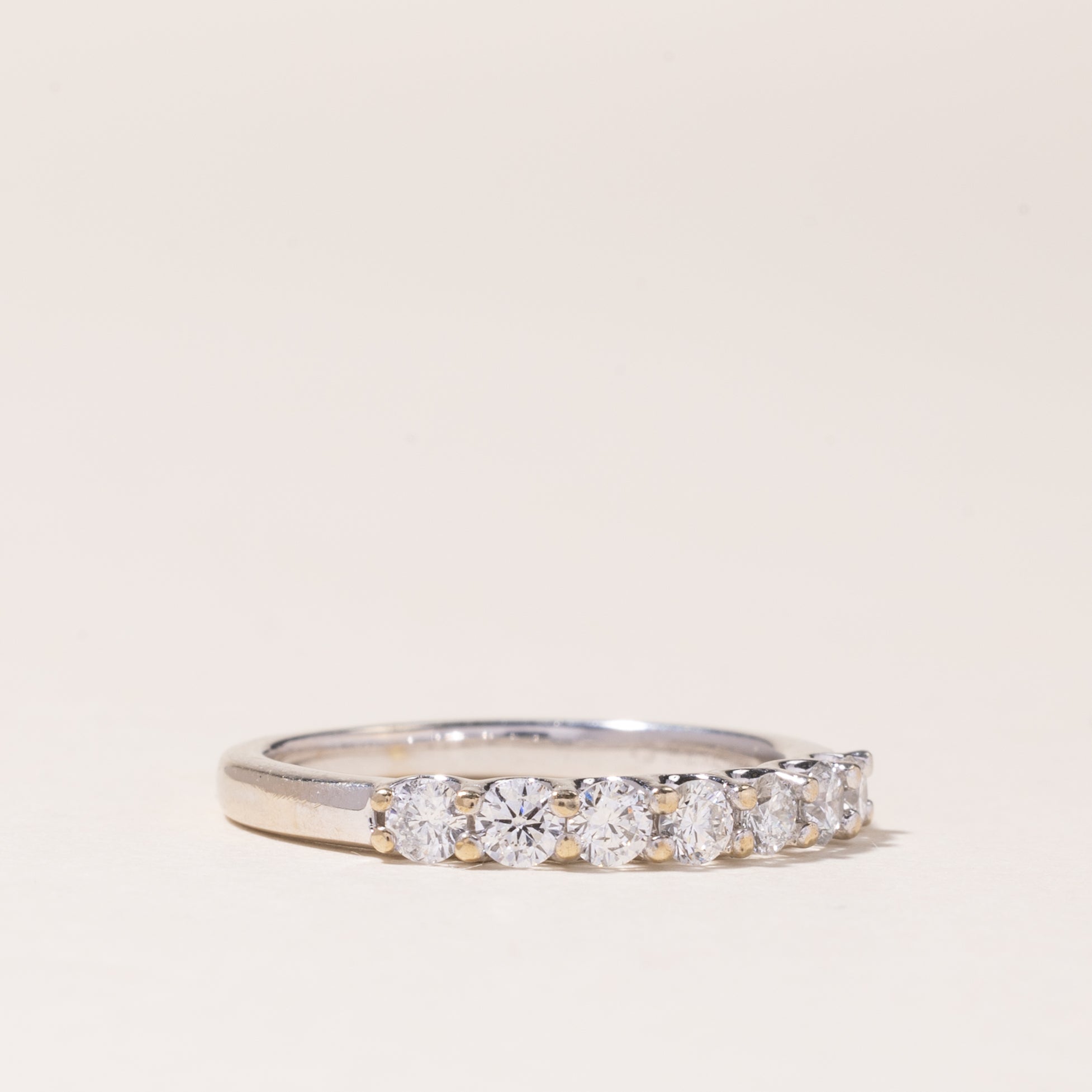 14K White Gold Semi Eternity Diamond Band Ring - 0.50ctw Total Weight | Size 6.25 | Perfect for Anniversary, Engagement, Wedding & Everyday Elegance