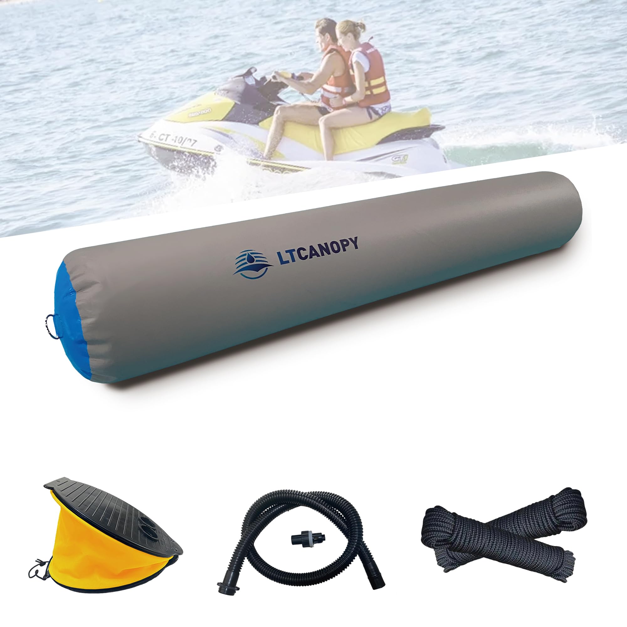 Heavy Duty Inflatable Boat Fender - Premium PVC Marine Bumper with Double Braided Nylon Dock Line for Yachts, Sailboats & Docking Protection | Includes Foot Pump | Ideal for Boat Mooring, Dock Protection & Watercraft Safety