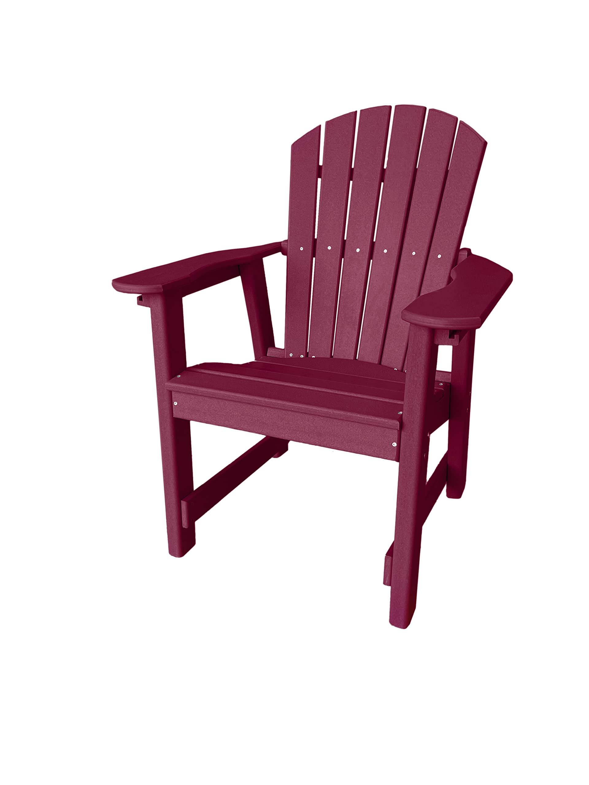Phat Tommy Weatherproof Recycled Poly Lumber Outdoor Dining Chair - Heavy Duty Composite Patio Furniture in Dark Red for Backyard, Garden, and Poolside Relaxation