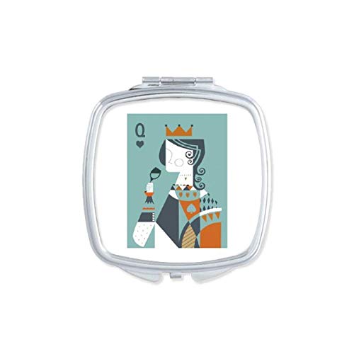 DIYthinker Playing Cards Pattern Compact Pocket Mirror - Double Sided Glass Makeup Mirror for Travel, Purse & Everyday Use (Q Illustration Design)