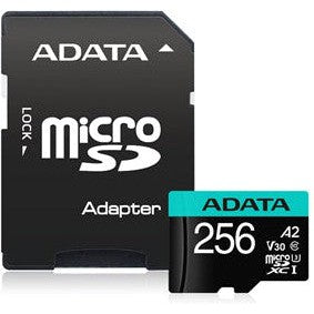 ADATA Premier Pro 256GB microSDXC UHS-I U3 A2 V30 Memory Card with Adapter - High Speed for 4K Video, Smartphones, Drones & Gaming