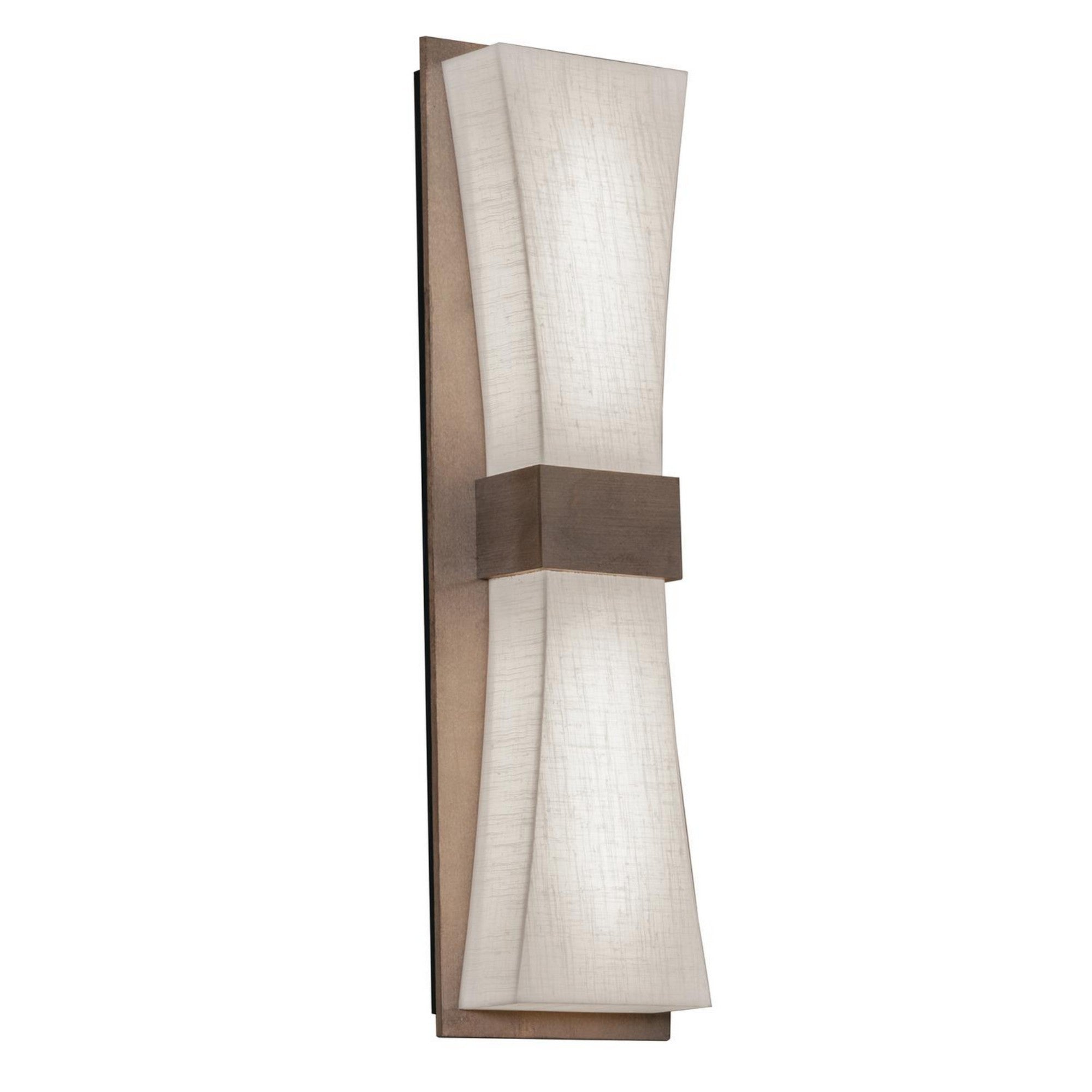 Aberdeen 19 LED Wall Sconce Light Fixture - Weathered Grey Finish with Linen White Shade - Energy Efficient Indoor Lighting for Bedroom, Living Room, Hallway & Entryway