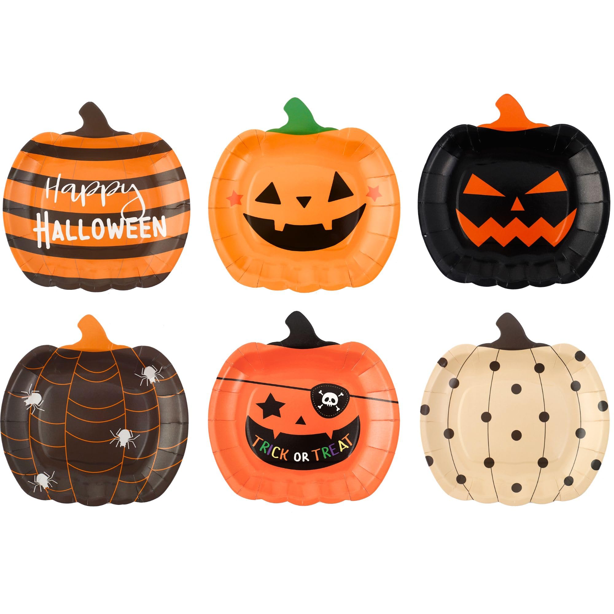 Halloween Paper Plates 48 Pack - Pumpkin Design Disposable Plates for Halloween Party Decorations, Tableware & Party Supplies - Perfect for Halloween Parties, Trick or Treat, and Fall Celebrations