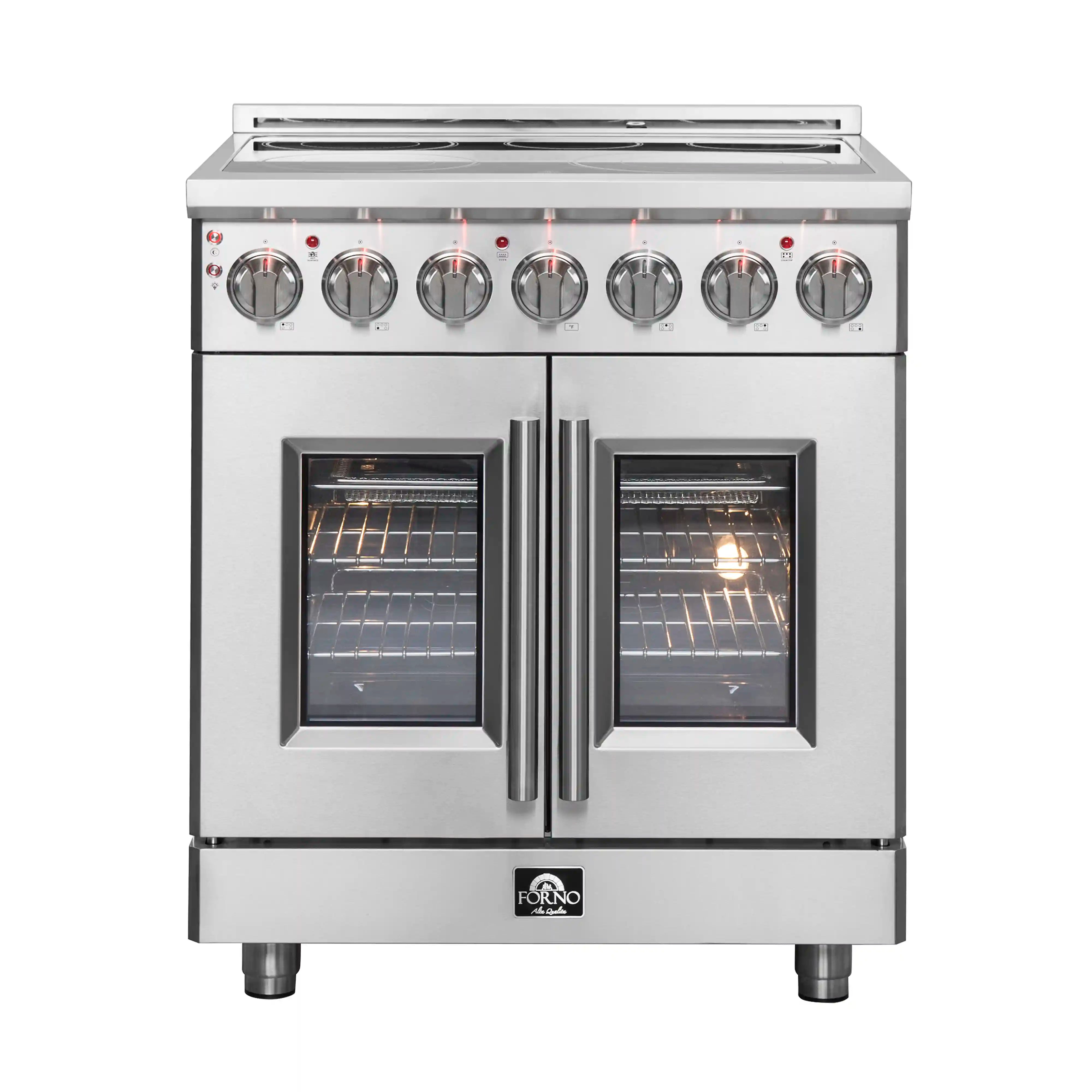 Forno Massimo 30 Inch Freestanding French Door Electric Range - Stainless Steel (FFSEL6955 30) | Professional Kitchen Appliance for Home Cooking & Baking