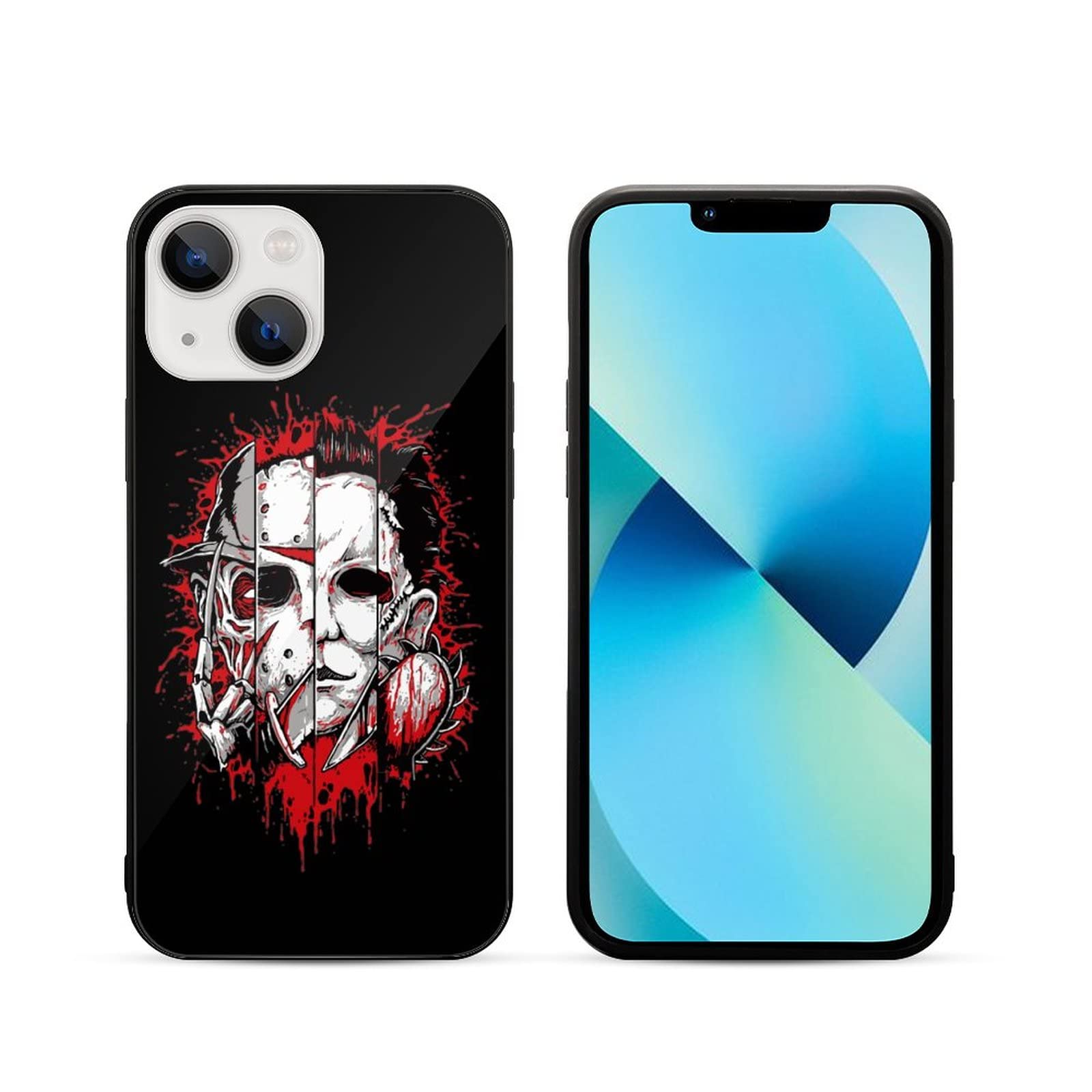 Halloween Michael Myers iPhone 13 Full Body Glass Case - Shatterproof Protective Cover for iPhone 13/13 Mini - Perfect for Horror Fans, Cosplay & Halloween Parties