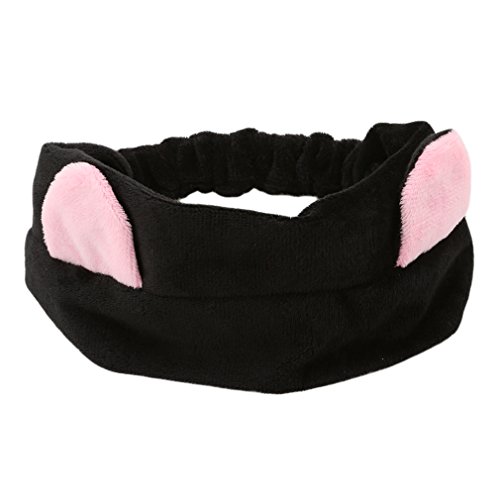 Cute Cat Ear Headband for Bath & Skincare - Black Hair Accessory for Women