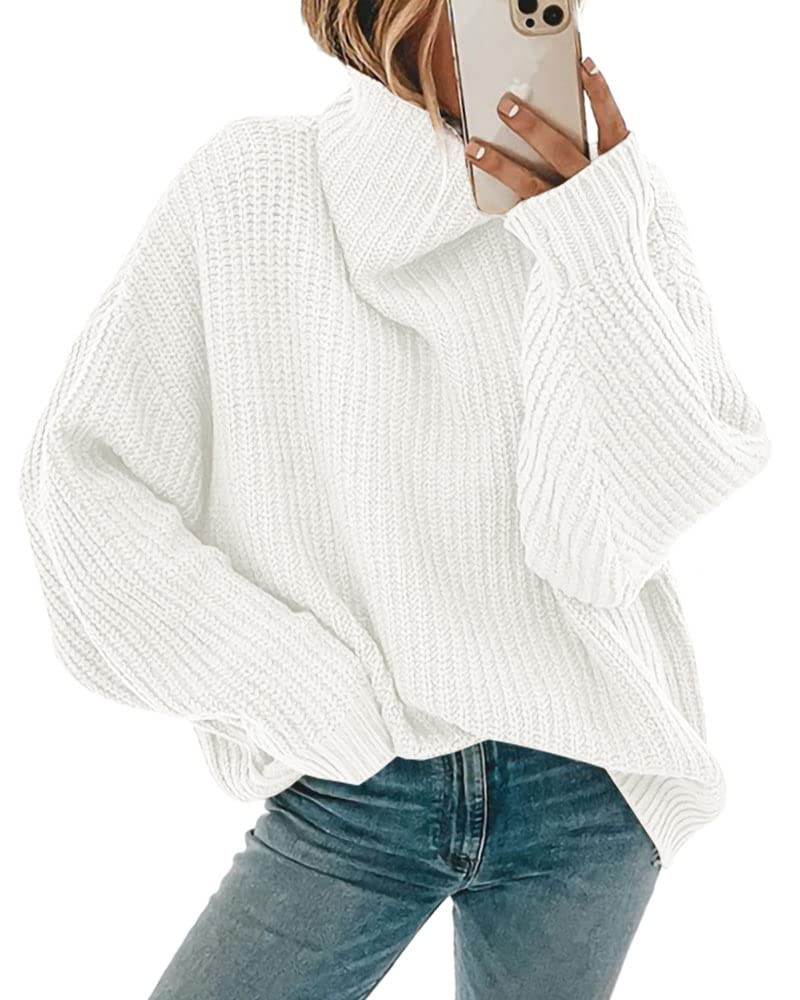 Apbondy Women's Oversized Turtleneck Sweater - Batwing Long Sleeve Knit Pullover Jumper Top | Casual Loose Fit Winter Wear for Office, Date Night & Cozy Home Outfits