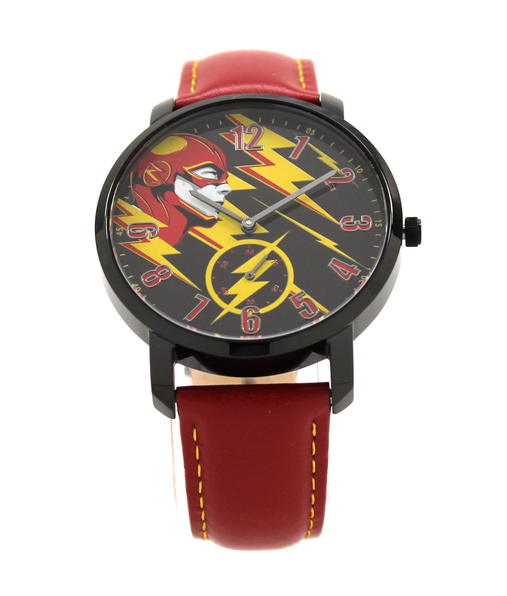 The Flash The Fastest Man Alive Genuine Leather Water Resistant Chronograph Watch for Men & Women (FLT5002) - Perfect for Superhero Fans, Cosplay & Everyday Wear